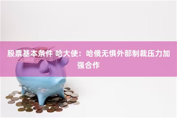 股票基本条件 哈大使：哈俄无惧外部制裁压力加强合作